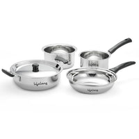 4-Piece Stainless Steel Cookware Set with Common Lid