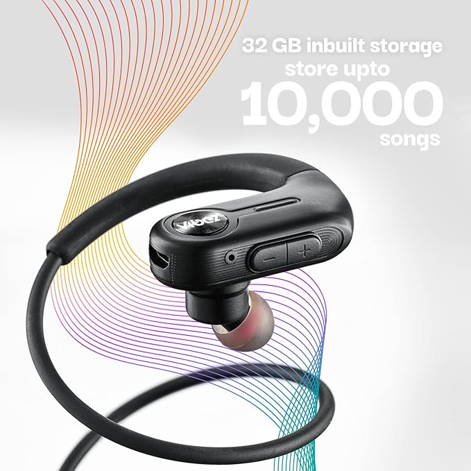 Vibez Ultra Wireless Earphones – 32GB Storage, Noise Cancellation, 15Hrs Playtime (Black)