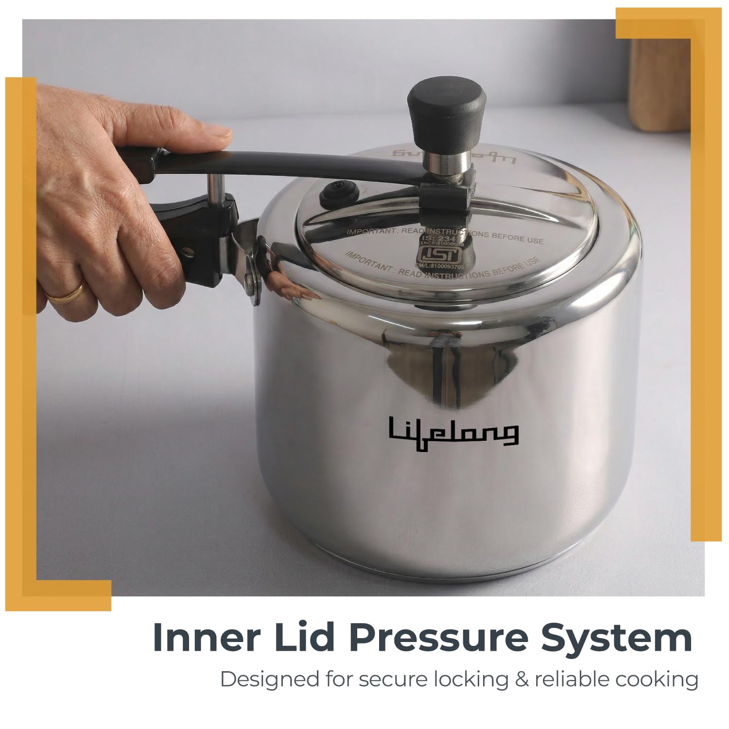 Lifelong 2L Tri Ply Stainless Steel Pressure Cooker | Inner Lid Design | Silicone Gasket | Induction & Gas Compatible for Rice, Dal, Rajma, Chole | 2.5mm Thick | Faster, Even Heating | ISI- Certified