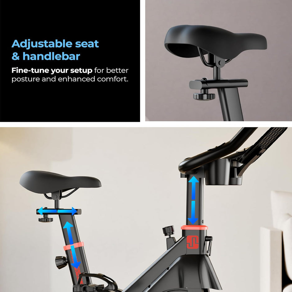 Lifelong Magnetic Spin Fitness Bike | 8kg Flywheel | 9-Level Adjustable Resistance | Heart Rate Sensors | Indoor Exercise Cycle | Stationary Bike | Cardio Workout Equipment | Max User Weight 120 kg