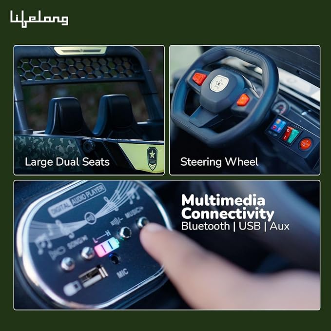 Lifelong Cuppy Electric Ride-On Police Car for Kids | Rechargeable Battery Jeep with Mic, Music & LED Lights | Ride-On Toy Vehicle for Boys & Girls 2+ Years (LLEV36)