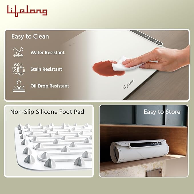 Electric Food Warmer - 400 W | Roll Up Silicon Heating Mat | Adjustable Temperature Control with Touch | Even Warming Tray for Dining, Parties & Events