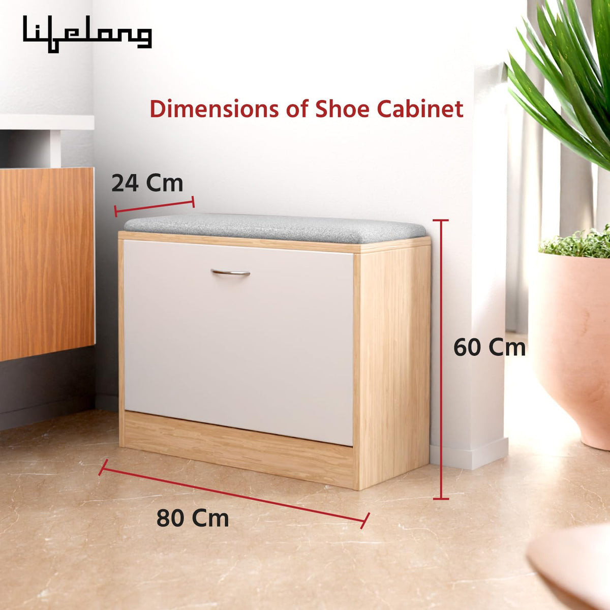 Wooden Shoe Rack Bench with Cushioned Seat