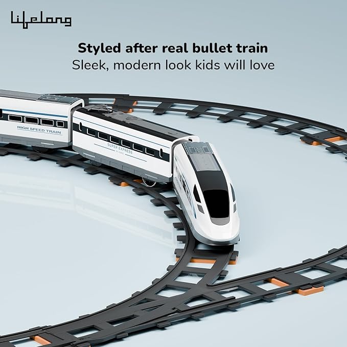 Lifelong Cuppy RC Bullet Train Set | LED Lights, Sounds & Flexible Tracks