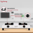 Lifelong LLGS199 Stainless Steel 2 Burner Gas Stove, ISI Certified, Manual Ignition, Silver (1 Year Door-step Warranty)