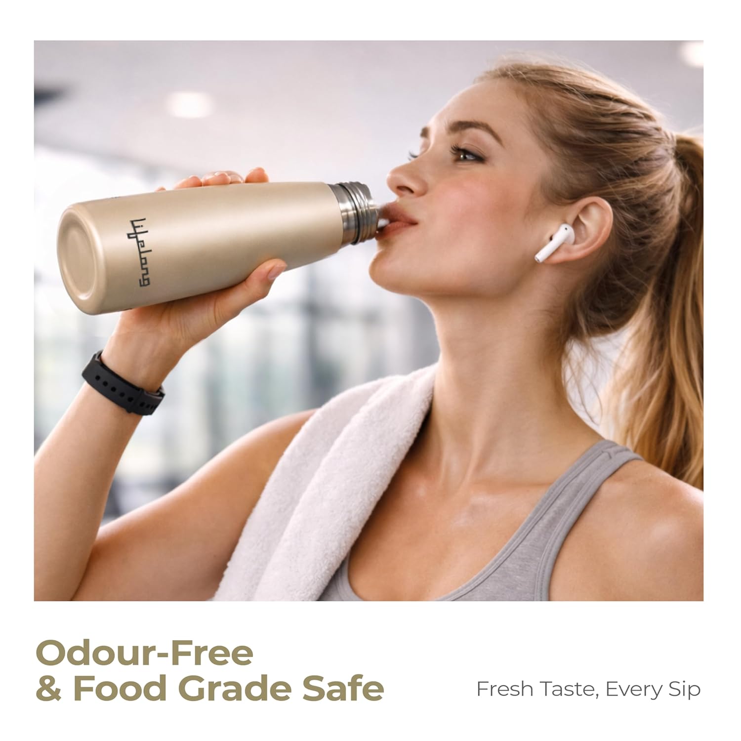 Lifelong 900ml Stainless Steel Water Bottle Pack of 2 | Leak-Proof & Durable | Easy to Clean | Odour-Free | Rust-Free Build, Secure Cap & Easy Grip | Ideal for School, Office, Travel & Gym (Beige)