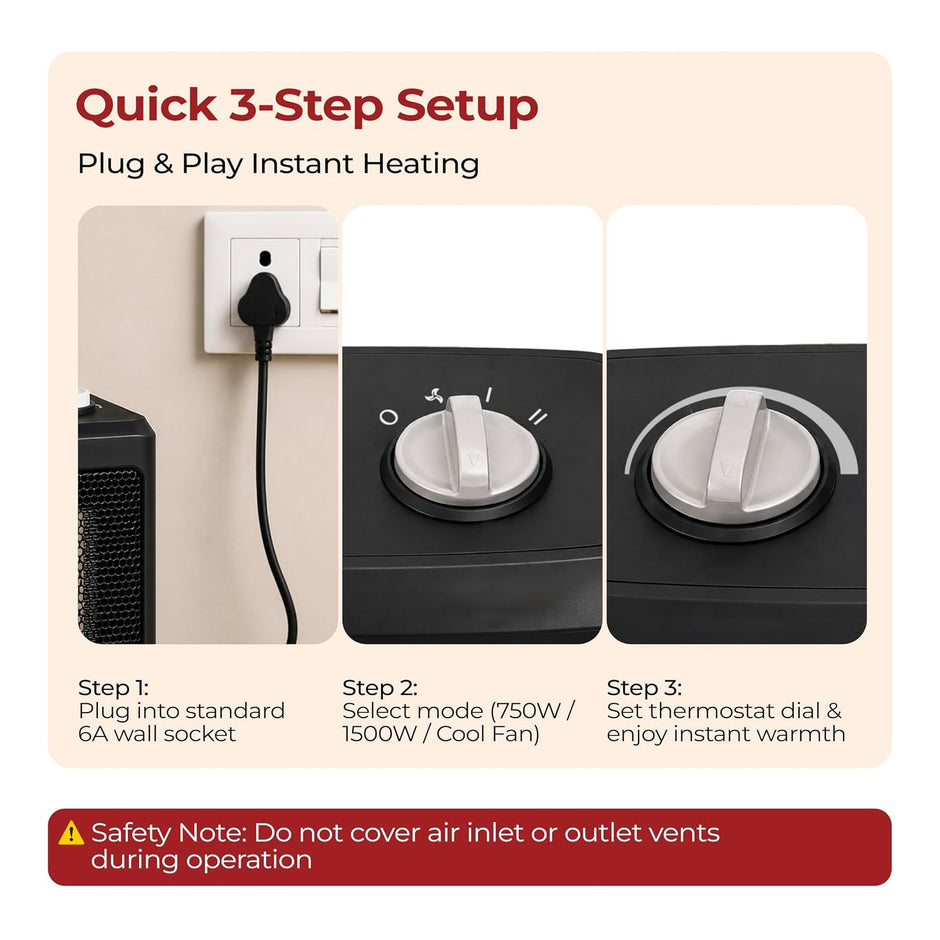 Lifelong 1500W Instant PTC Ceramic Room Heater for Home and Office