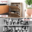 Lifelong Wooden Shoe Rack – 2 Flip Drawer Space-Saving Organizer, Oak Finish