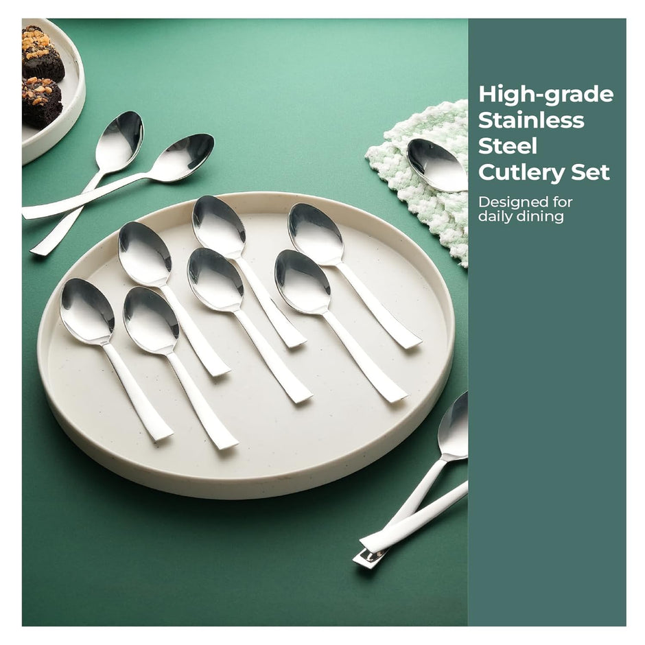 Lifelong Spoon Set for Home & Kitchen | Stainless Steel Tables Spoons Set of 12 for Dining | 16 cm Spoons Set | Mirror Polished Durable Spoon Set with Smooth Edges (LLCTSP12, Silver)