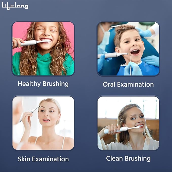 Rechargeable Electric Toothbrush with 3 Brush Heads & Camera – White (LLDC108)