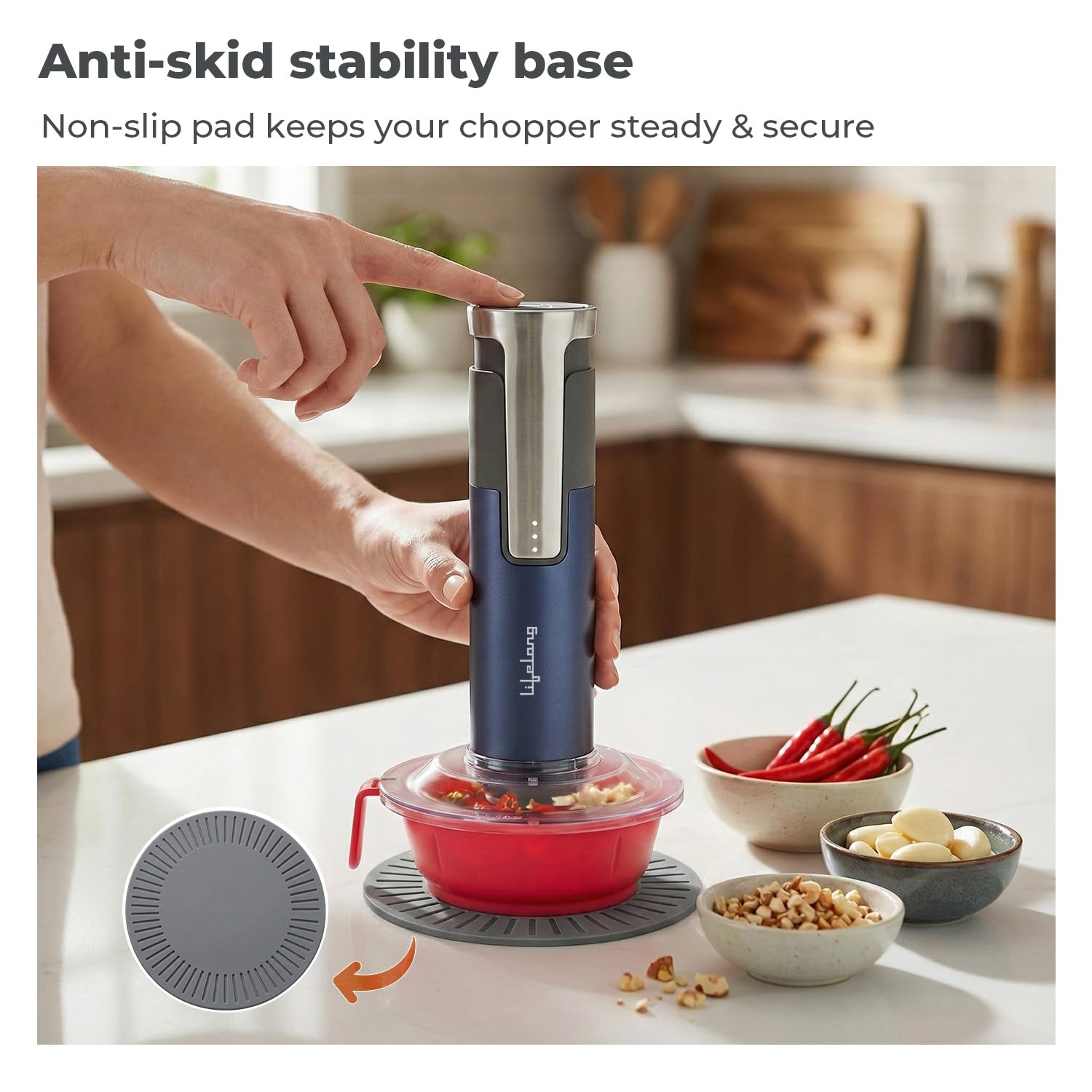 Lifelong Rechargeable Electric Chopper 2000mAh, 800ml Glass Bowl, SS Blades