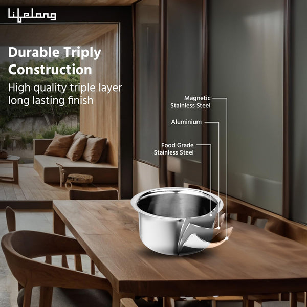 TriPly Stainless Steel Tope with Lid, 18cm
