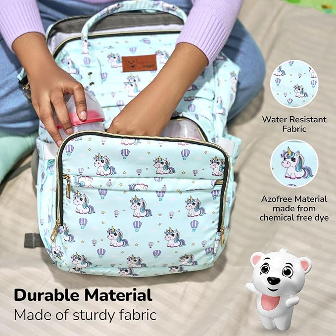 Lifelong Cuppy Baby Diaper Bag Backpack for Moms (Green) | Large Waterproof Travel Bag with 15 Pockets, Rain Cover & Changing Mat | Stylish & Spacious