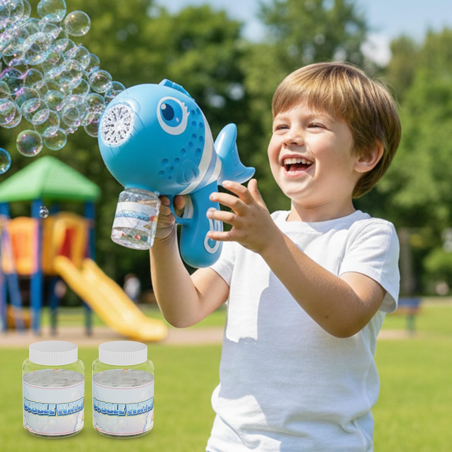 Lifelong Cuppy Fish Bubble Gun with Lights, Bubble Solution & Type-C Charging