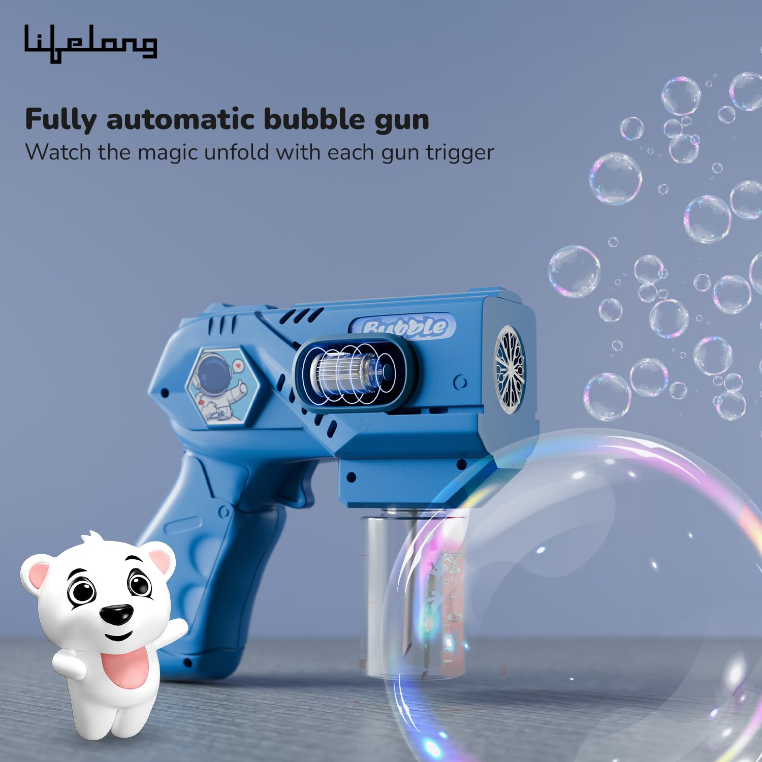Lifelong Cuppy Electric Bubble Blaster Gun with One-Touch Bubble Fun for Kids