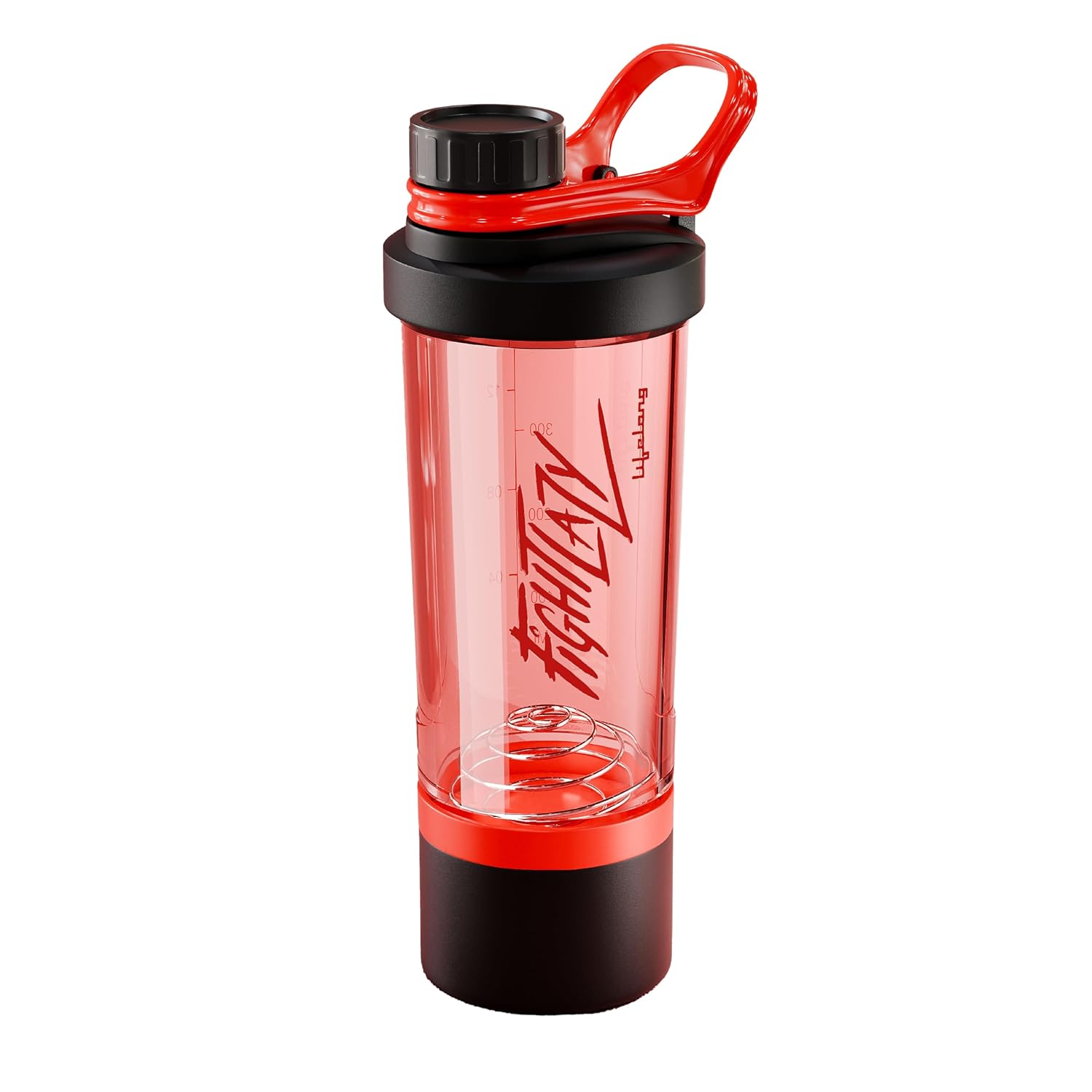 Lifelong Gym Shaker Bottle â€“ BPA Free Protein Shaker for Men & Women with Extra Compartment | 600ML | Leakproof Shaker for Supplements & Powders â€“ Red Red Premium With Compartment