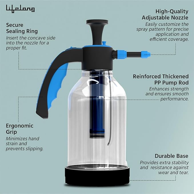 Lifelong 2L Pressure Sprayer for Plants – Handheld Water Spray Pump for Gardening, Agriculture & Car Washing