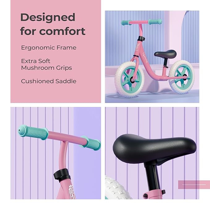 Lifelong Kids Balance Bike 1.5–3Y – Pedal-Free, Crash Guard, Pink (LLBB01)