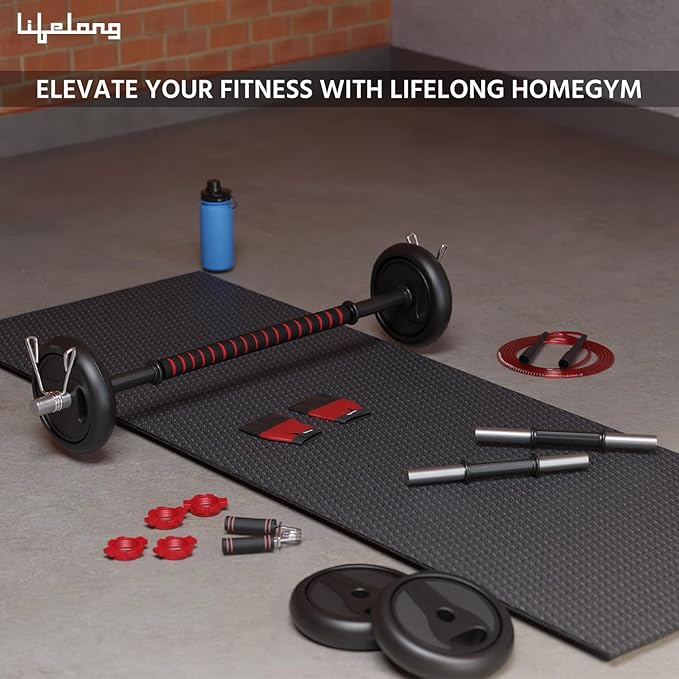 Lifelong PVC 10Kg Gym Set – Dumbbells, Barbell Rods & Weight Plates