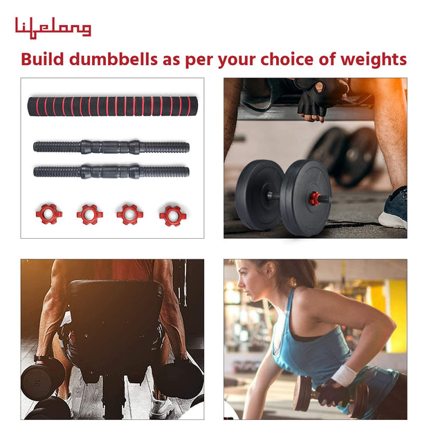 Lifelong LLDR02 Dumbbell Rods with Connectors (24mm Diameter) |Barbell Rods Weight Lifting
