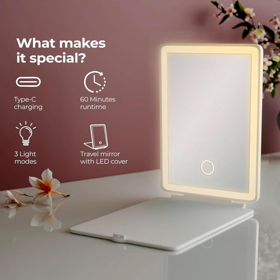 Lifelong LumiLook Rechargeable Makeup Mirror | 68 LED Lights, Touch & Portable