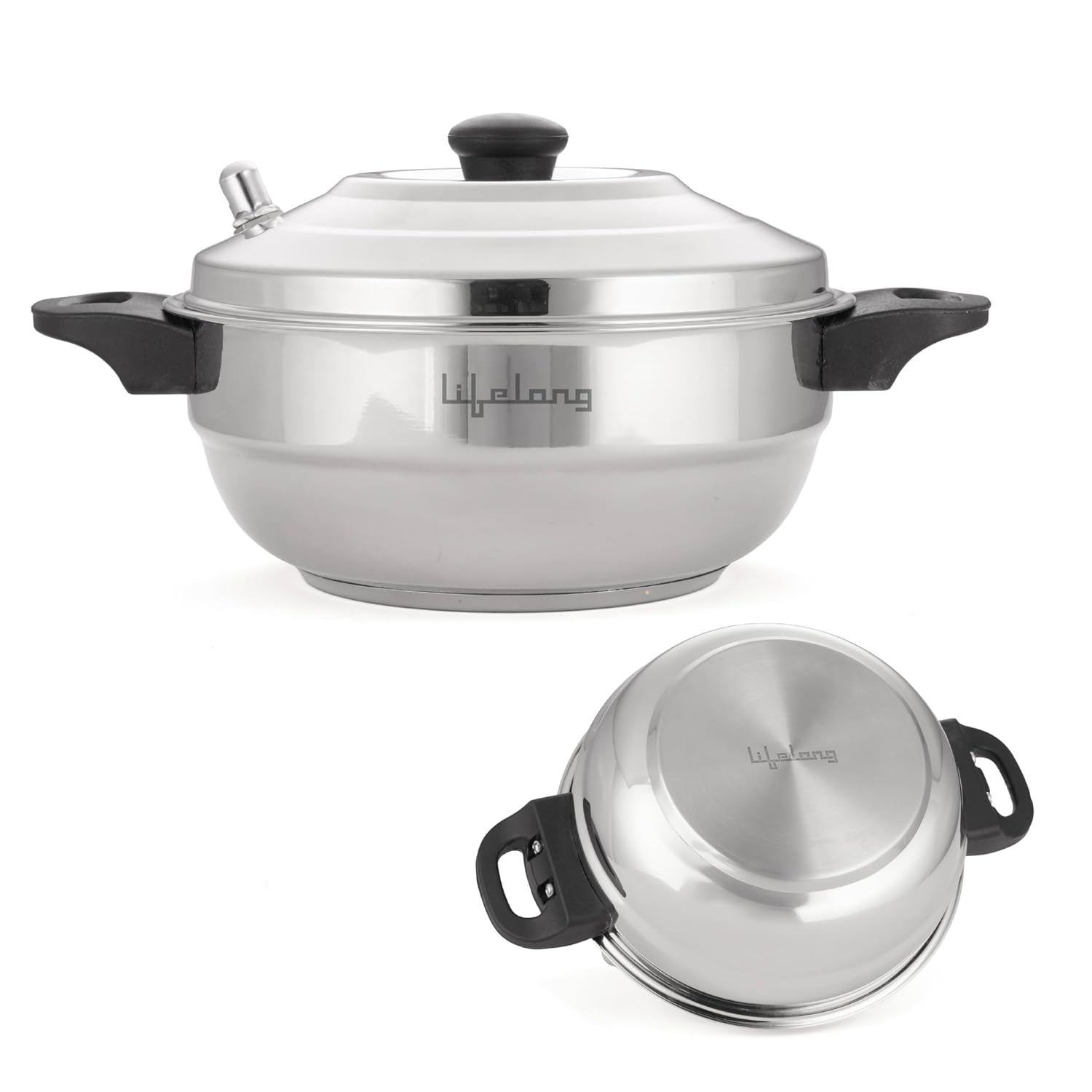 Lifelong Idli Cooker 3 Plate with Sandwich Bottom | 12 idlis | Stainless Steel Idli Cooker, Heavy Base Induction and Gas Stove Compatible Idli Maker (LLIDCKSB03, Steel Silver)