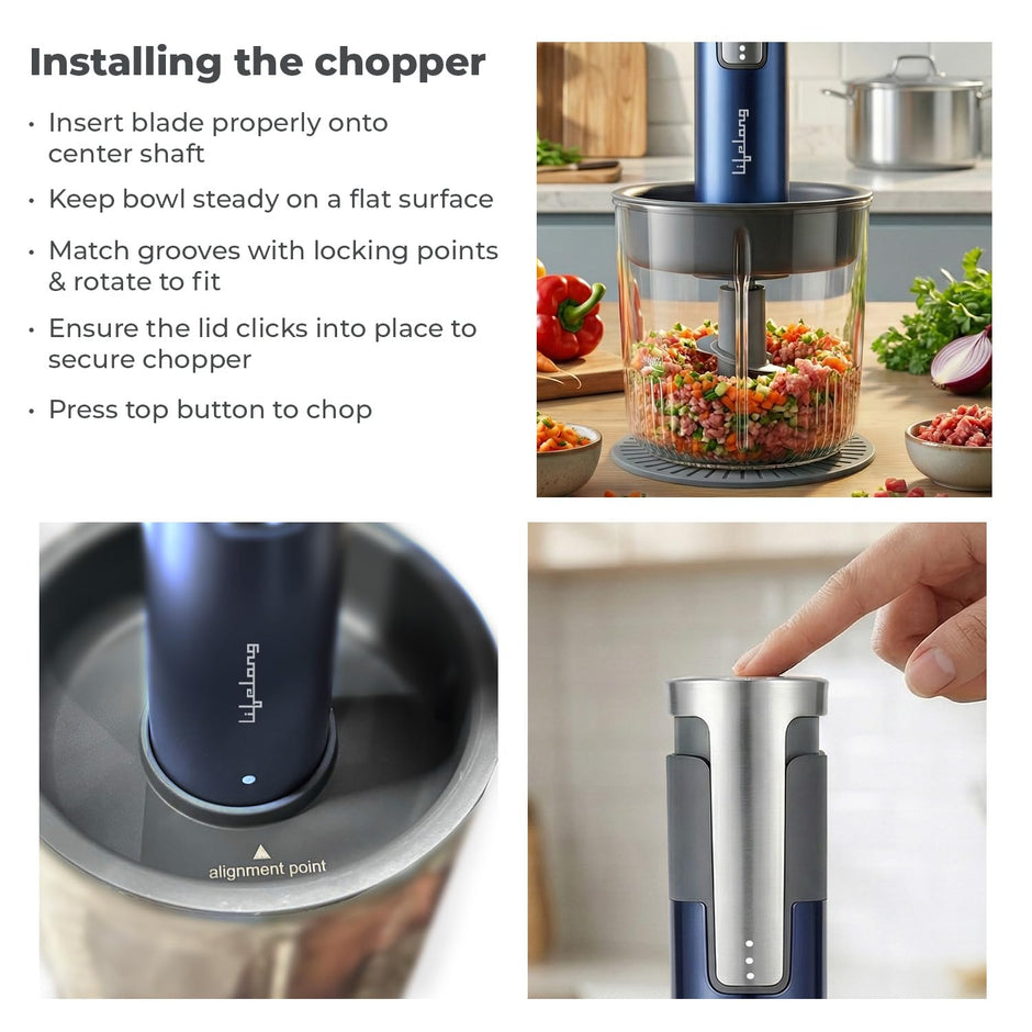 Lifelong Rechargeable Electric Chopper 2000mAh, 800ml Glass Bowl, SS Blades