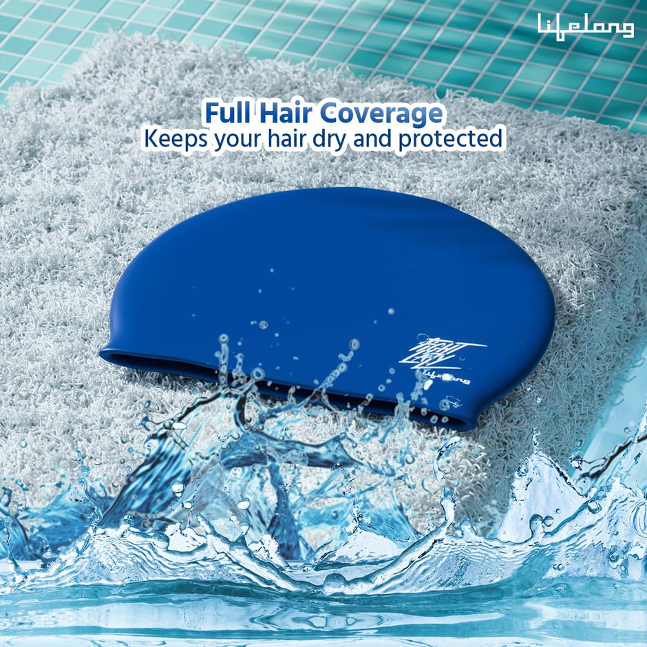Silicone Swimming Cap Unisex Soft Waterproof for Adult Men, Women( Blue)