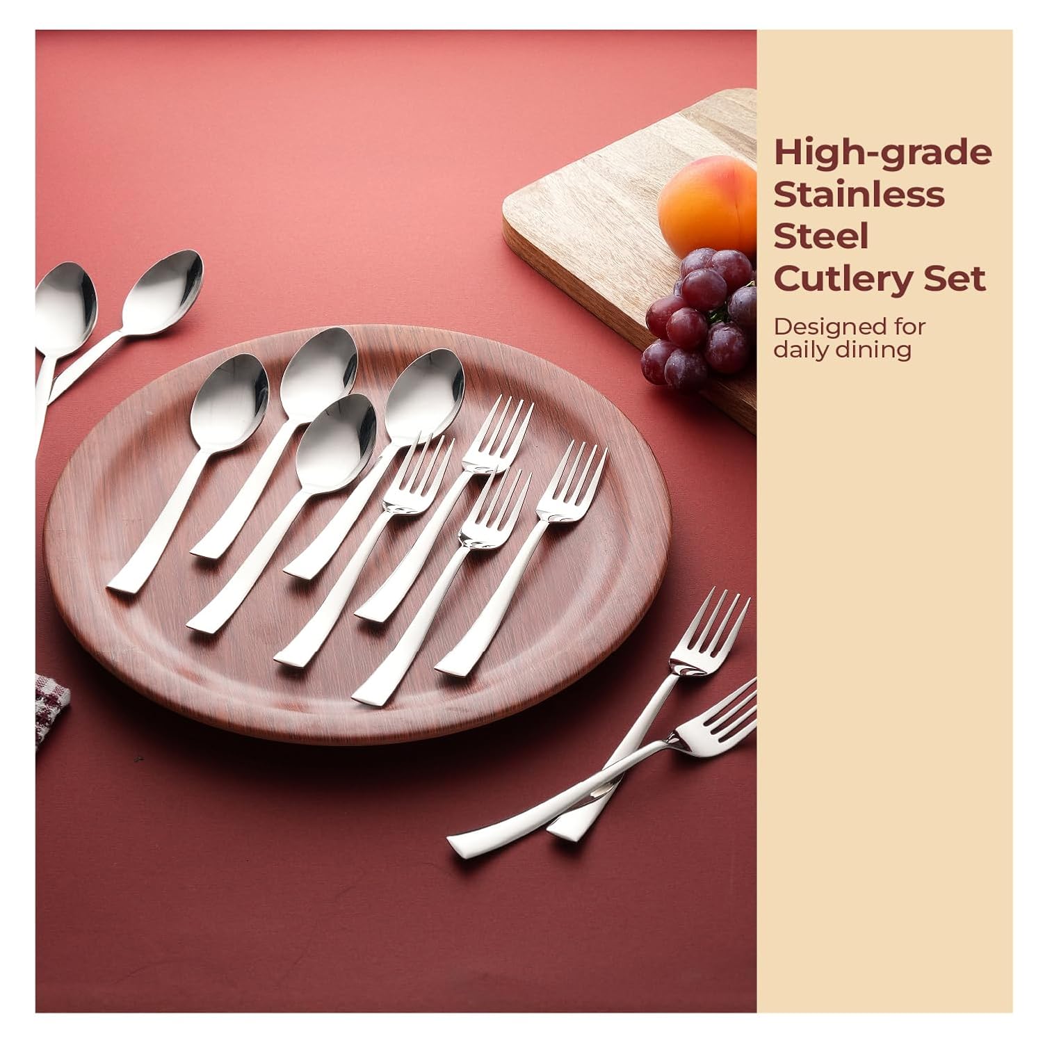 Lifelong Spoon & Fork Set 16 cm for Home & Kitchen | Stainless Steel Spoon Set| 6 Spoons & 6 Forks | Set of 12 for Dining | Mirror Polished Durable with Smooth Edges (LLCTSPF12, Silver)