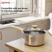 Lifelong TriPly 14 cm Sauce Pan for Cooking, 1.10 litres Sauce Pan with Glass Lid, Stainless Steel with Soft Touch Handle, Induction Bottom and Gas Stove Cookware - (Silver, LLTPSP19) 1.1 Litres