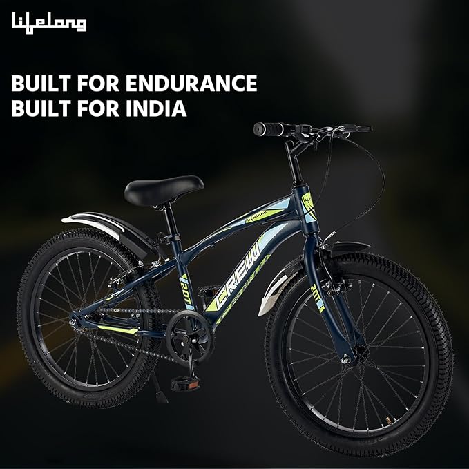 Lifelong 20T Kids Cycle (5–8 Yrs) – Unisex Rigid Frame Bike, 85% Pre-Assembled (Blue)