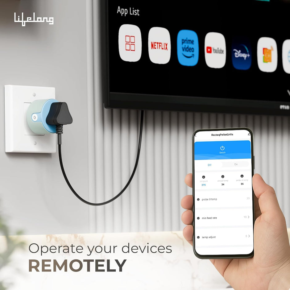 Lifelong 10A WiFi Smart Power Plug – App, Timer & Voice Control, Alexa/Google
