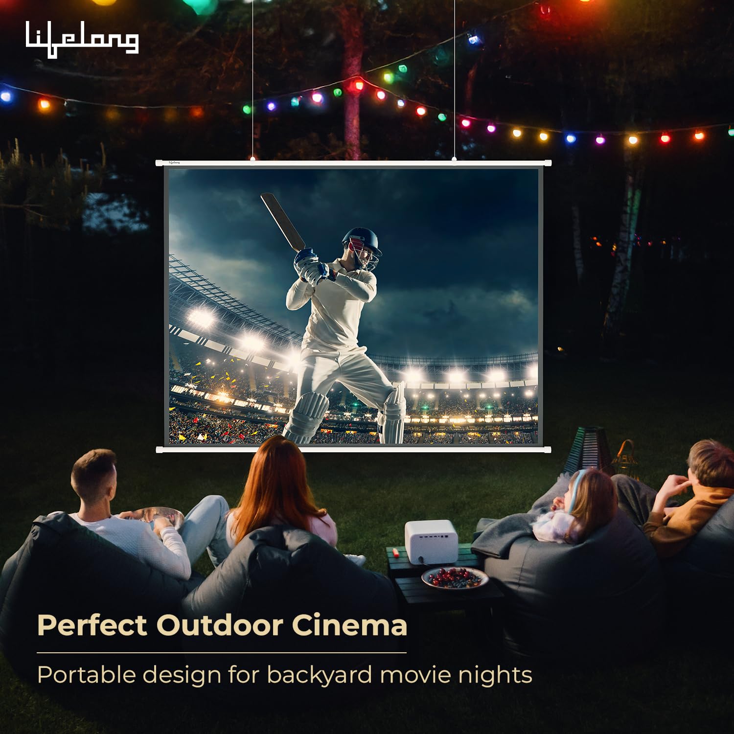 Lifelong CineMagic 100-Inch Projector Screen, 4K & 3D Ready, Manual Map Type