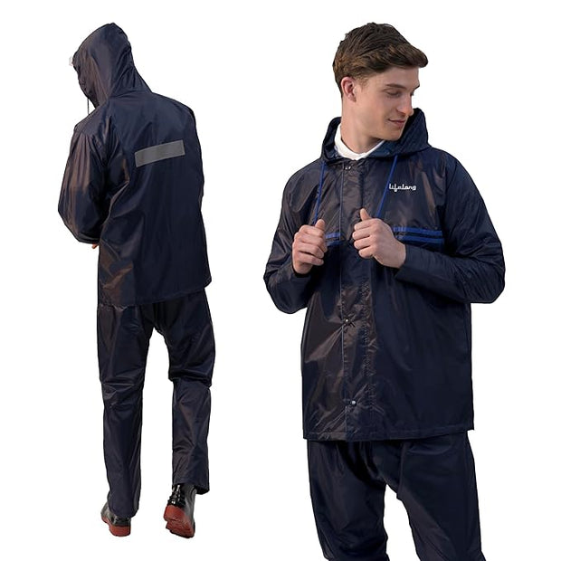 Lifelong Men’s Waterproof Reversible Raincoat with Hood & Pocket – XXL Set