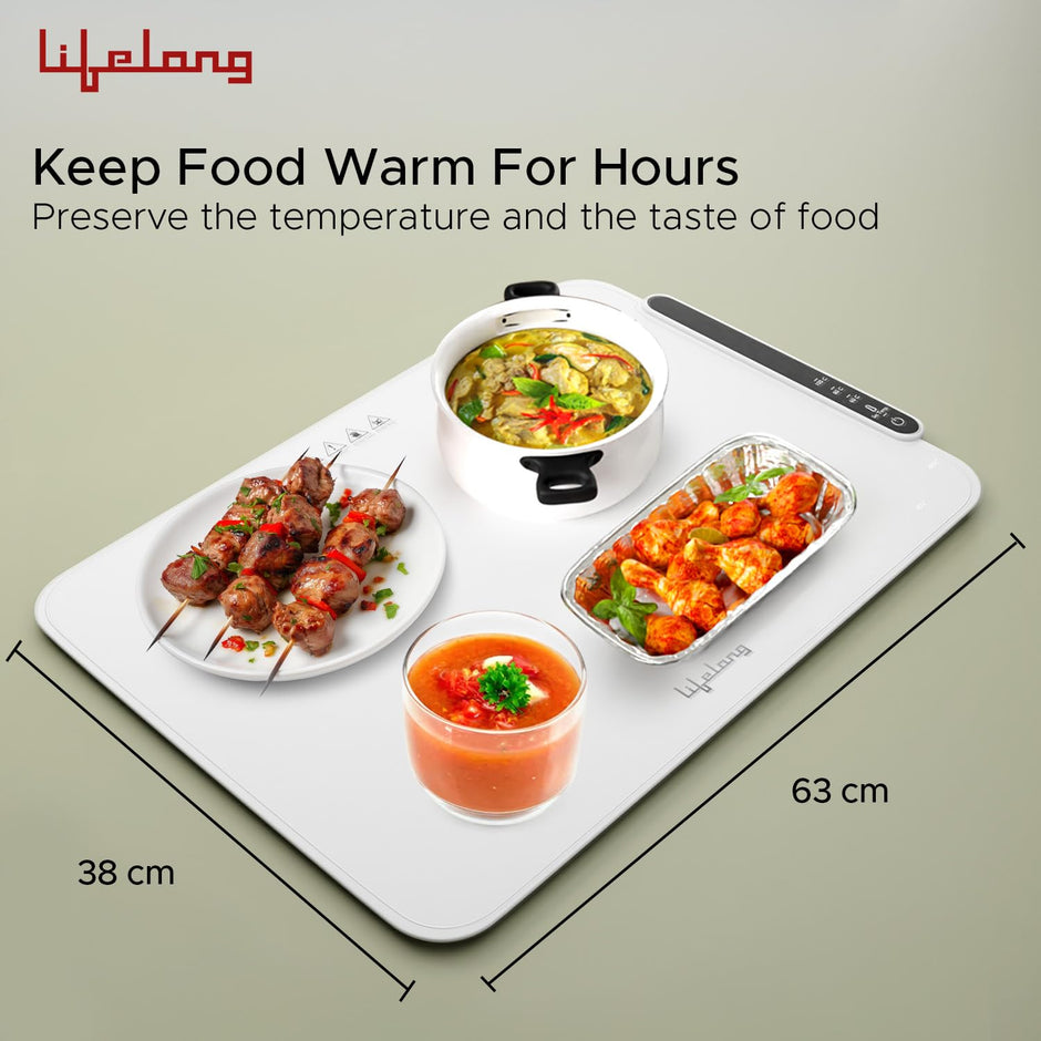 Electric Food Warmer - 400 W | Roll Up Silicon Heating Mat | Adjustable Temperature Control with Touch | Even Warming Tray for Dining, Parties & Events