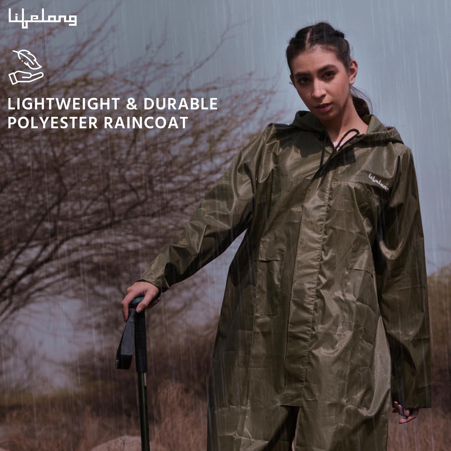 Lifelong Raincoat for Women - Lightweight Waterproof Raincoat with Adjustable Hood