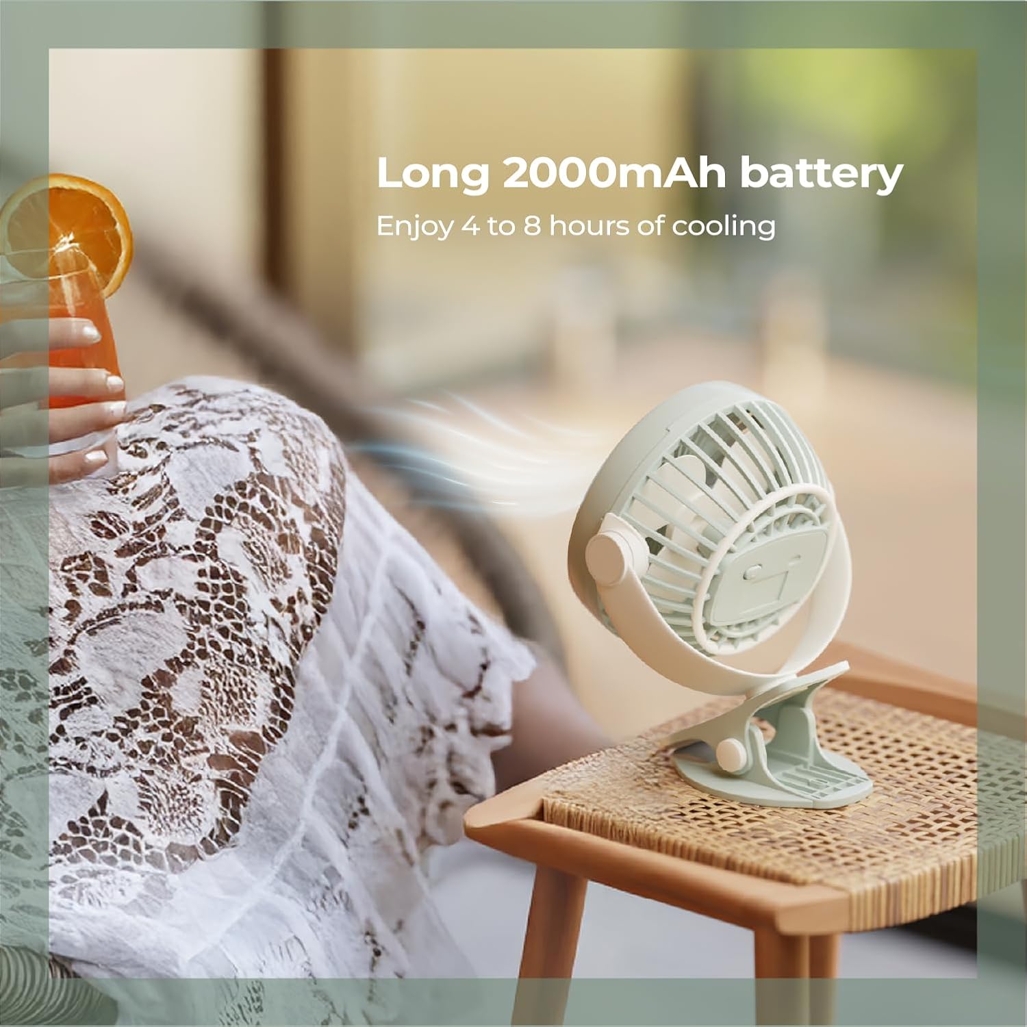 Lifelong Portable USB Fan with 3 Speeds | Up to 5-hours Battery Backup