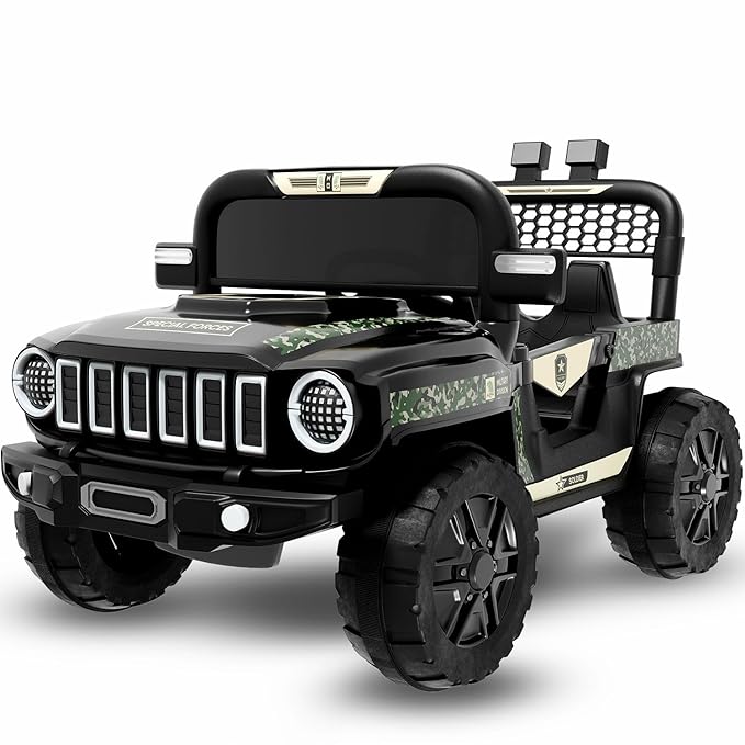Lifelong Cuppy Electric Ride-On Police Car for Kids | Rechargeable Battery Jeep with Mic, Music & LED Lights | Ride-On Toy Vehicle for Boys & Girls 2+ Years (LLEV36)