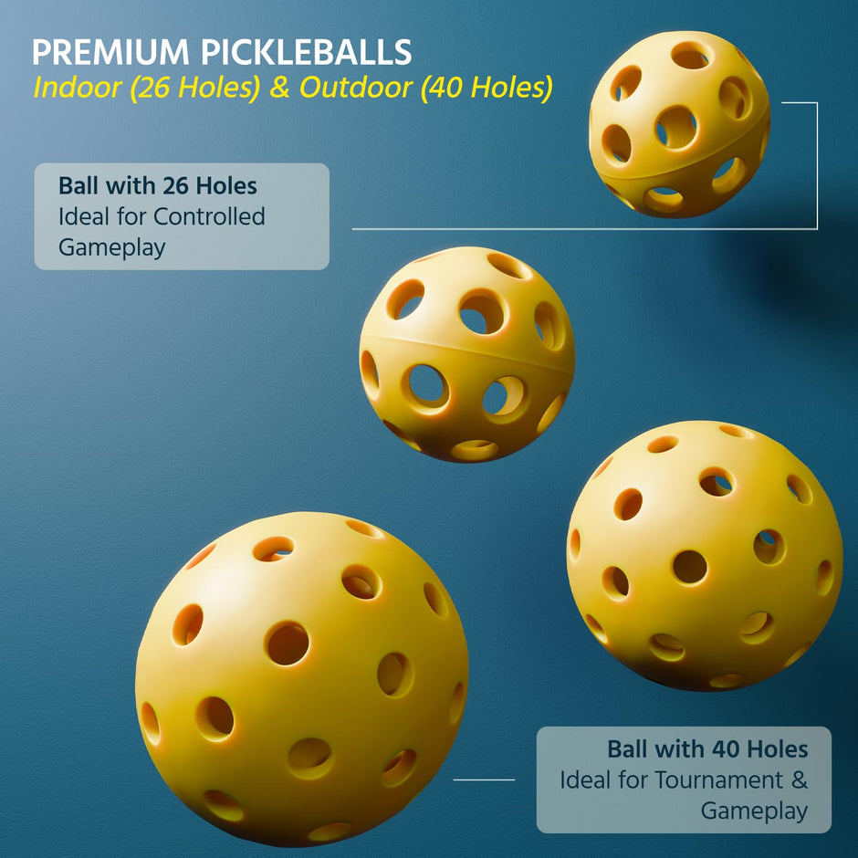 Lifelong Pickleball Balls Pack of 4|  Indoor-outdoor balls 26 & 40 holes balls