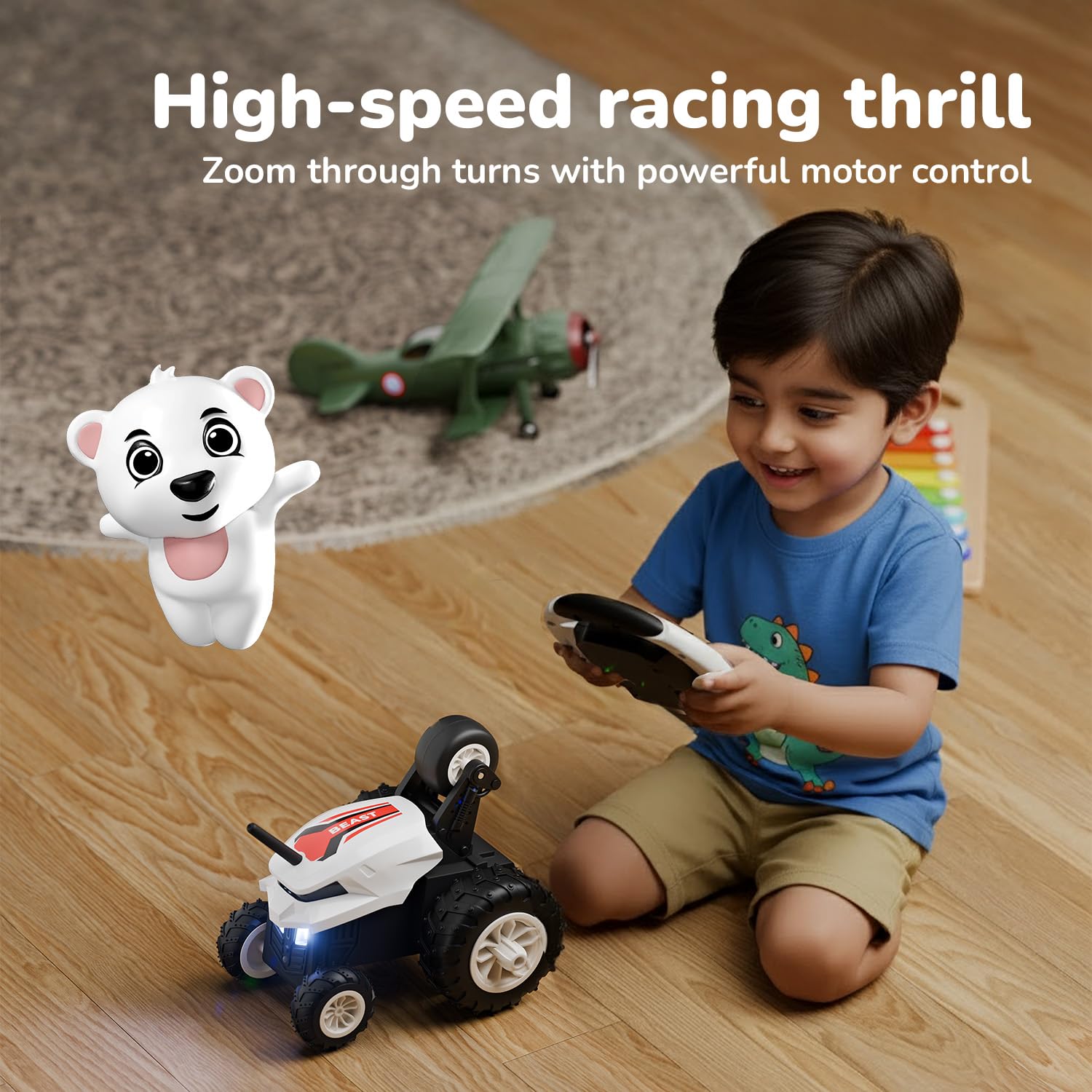 Lifelong Turbo 4x4 RC Stunt Car with Rolling Spins & Type-C Rechargeable Battery