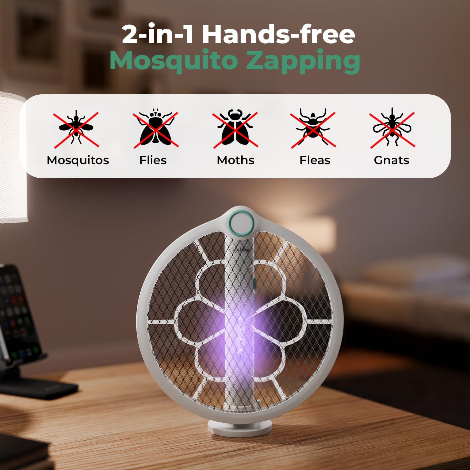 Lifelong 3-in-1 Foldable Electric Mosquito Killer Racket with UV Light