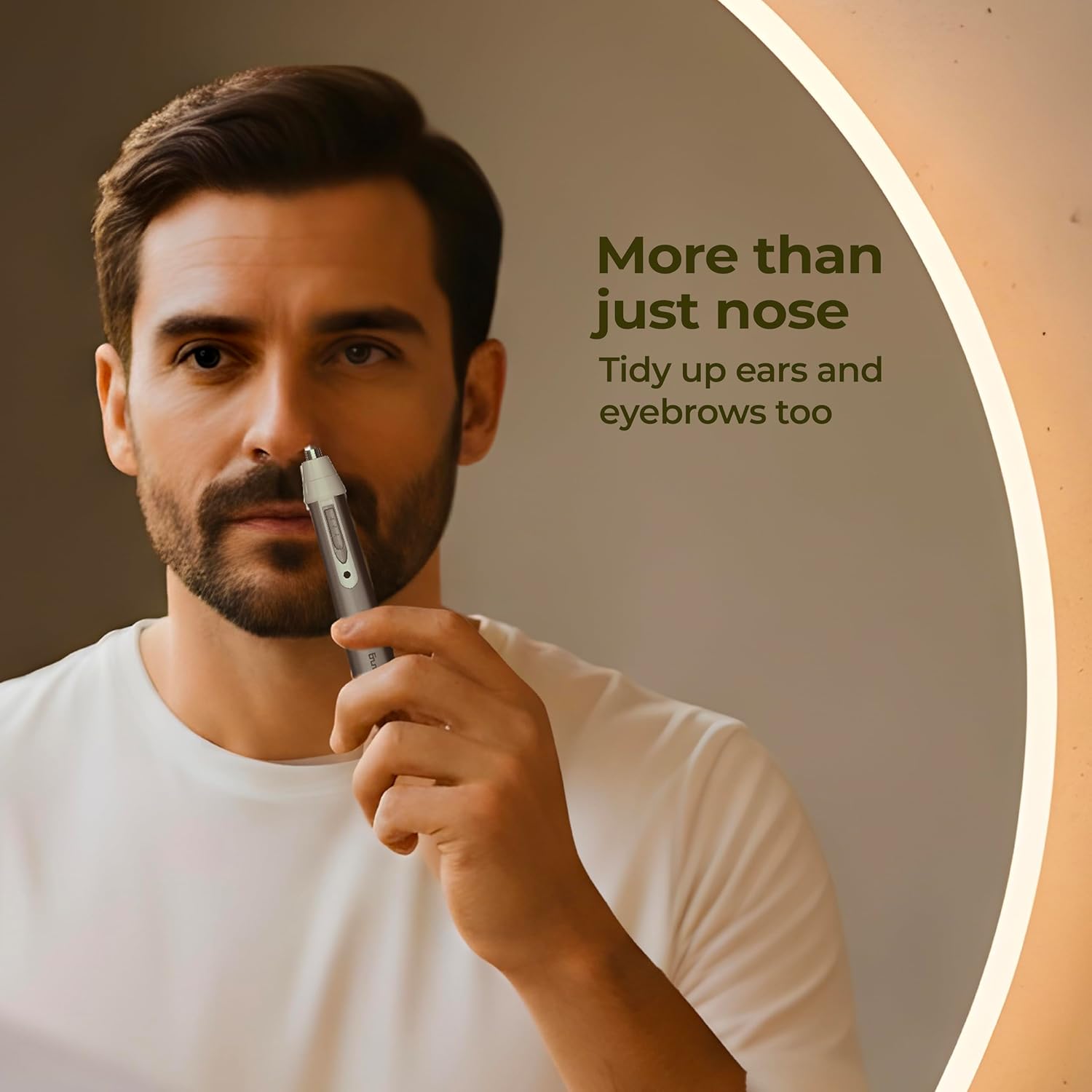 Lifelong Nose Hair Trimmer for Men & Women | Painless Battery-Operated Nose & Facial Hair Trimmer | Stainless Steel Blades | Easy-Clean | 40-Min Runtime (Silver)