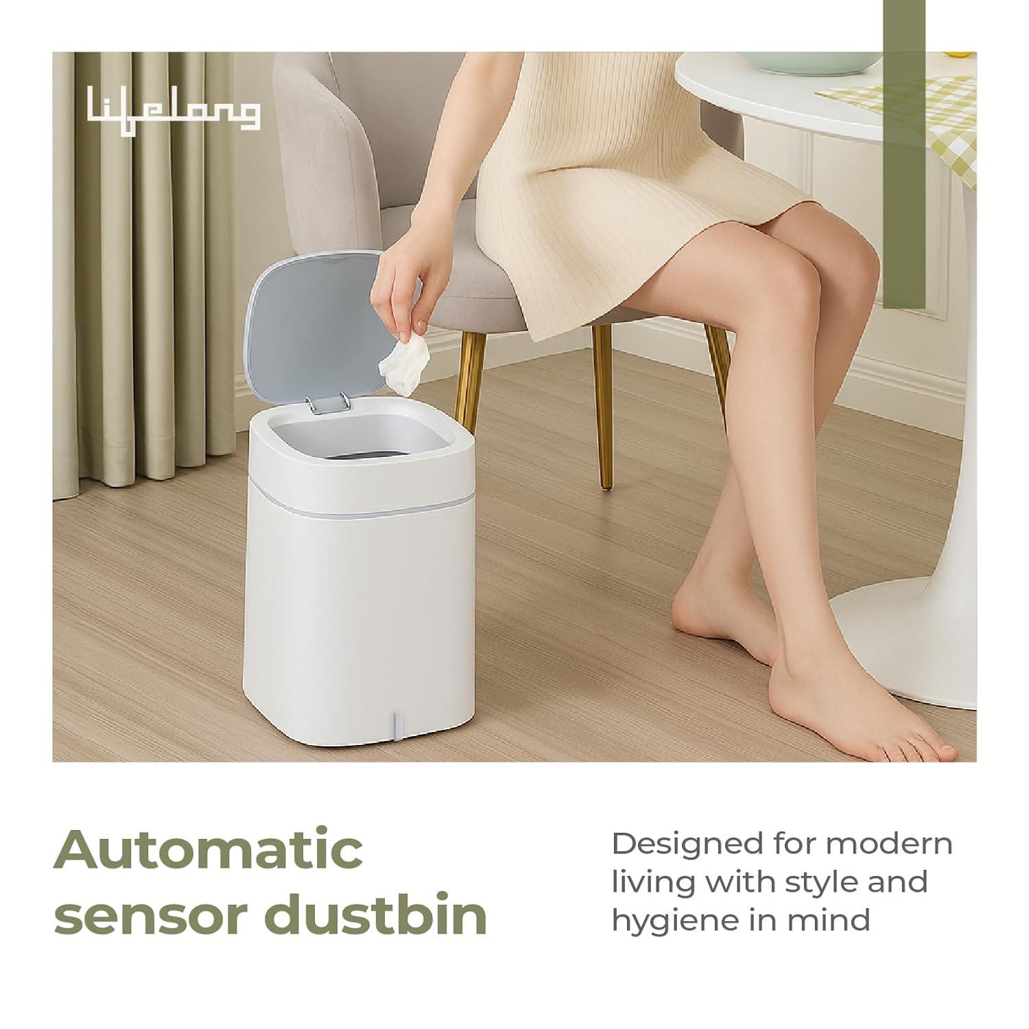 Lifelong Automatic Motion-Sensor Dustbin with Slow Descent & One-Touch Operation