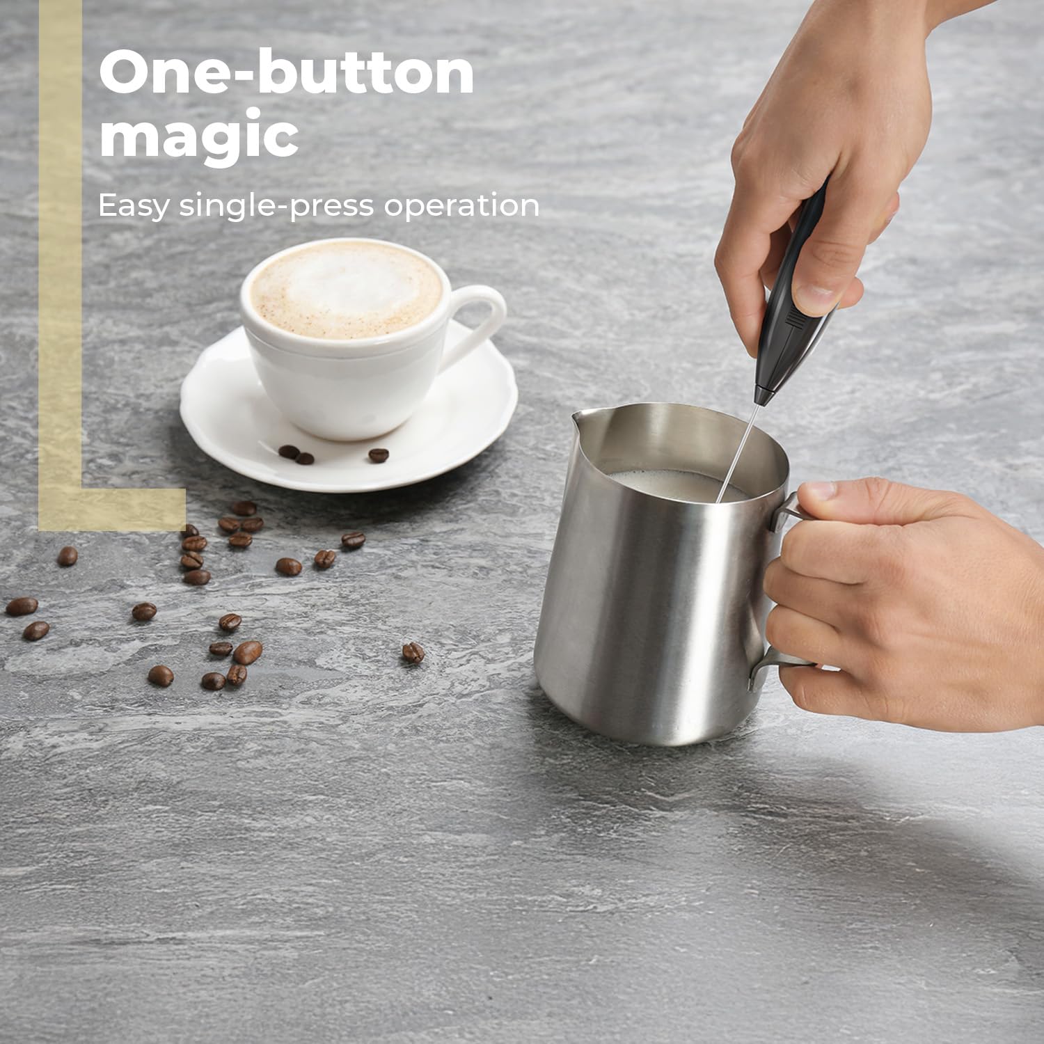 Lifelong Battery Operated Milk Frother | One Button Operation | Handheld Coffee Frother | Stainless Steel Whisk | Electric Foam Maker for Coffee, Latte, Cappuccino, Hot Chocolate | CafÃ©-Style at Home