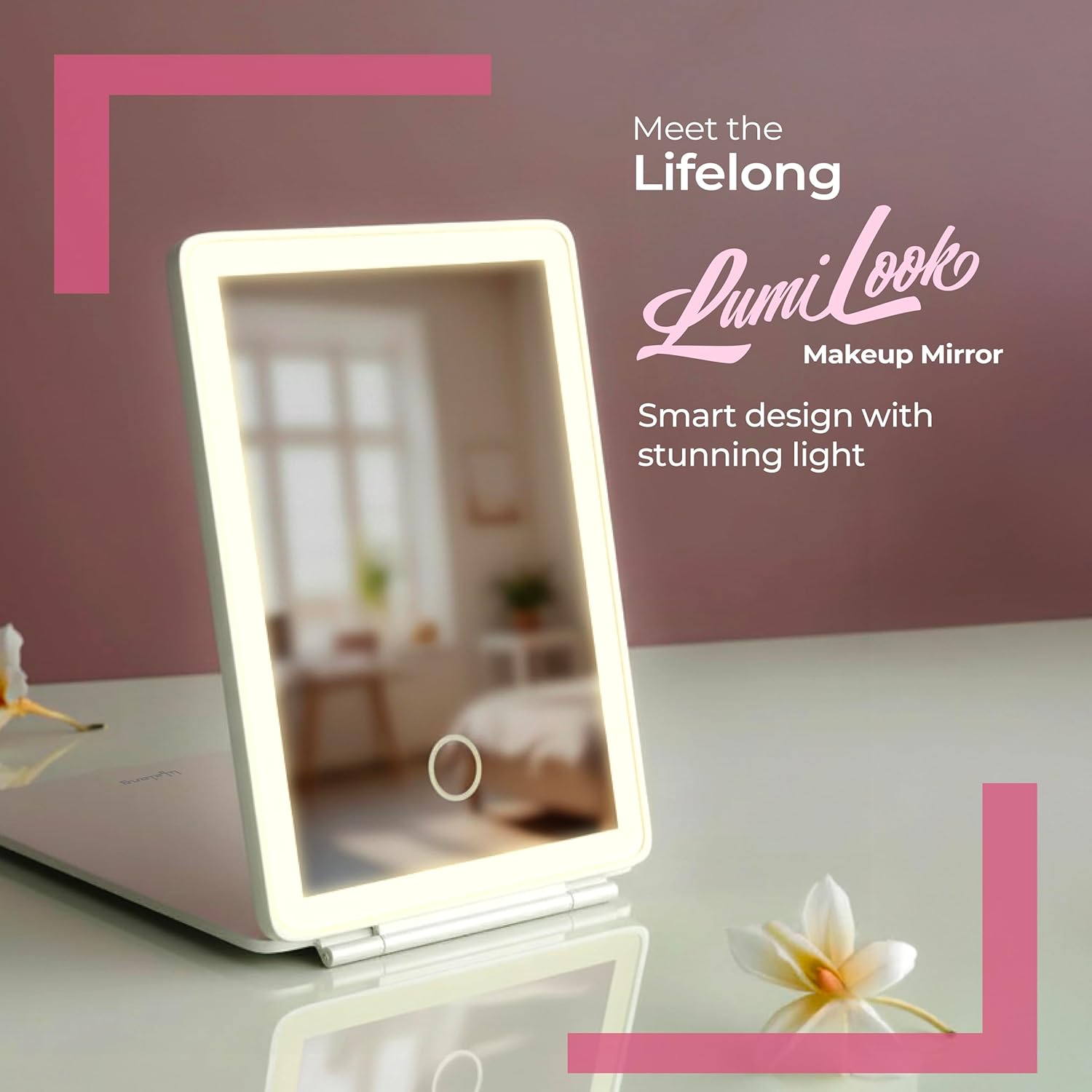 Lifelong LumiLook Rechargeable Makeup Mirror | 68 LED Lights, Touch & Portable
