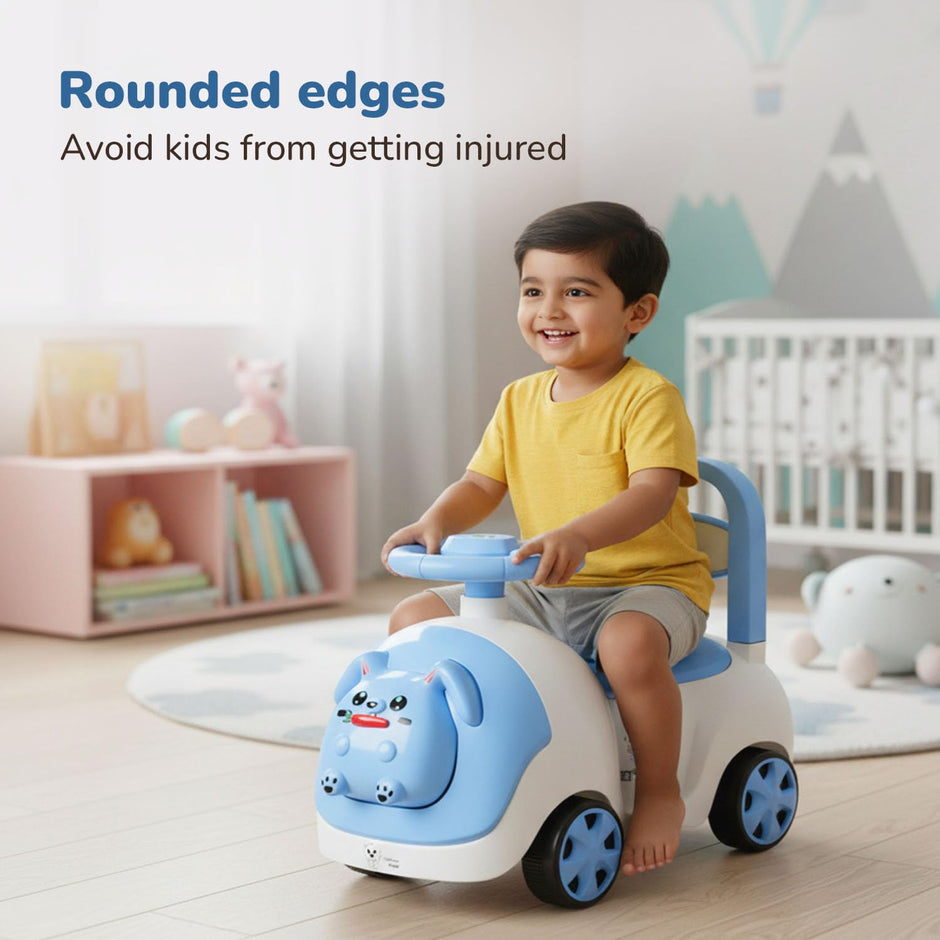 Lifelong Bunny Ride-On Push Car for Kids 1-4 Yrs, Back Support, Steering Wheel & Storage (LLCBBR03)