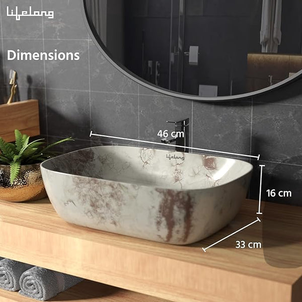 Round Countertop Vessel Sink Ceramic Tabletop Wash Basin