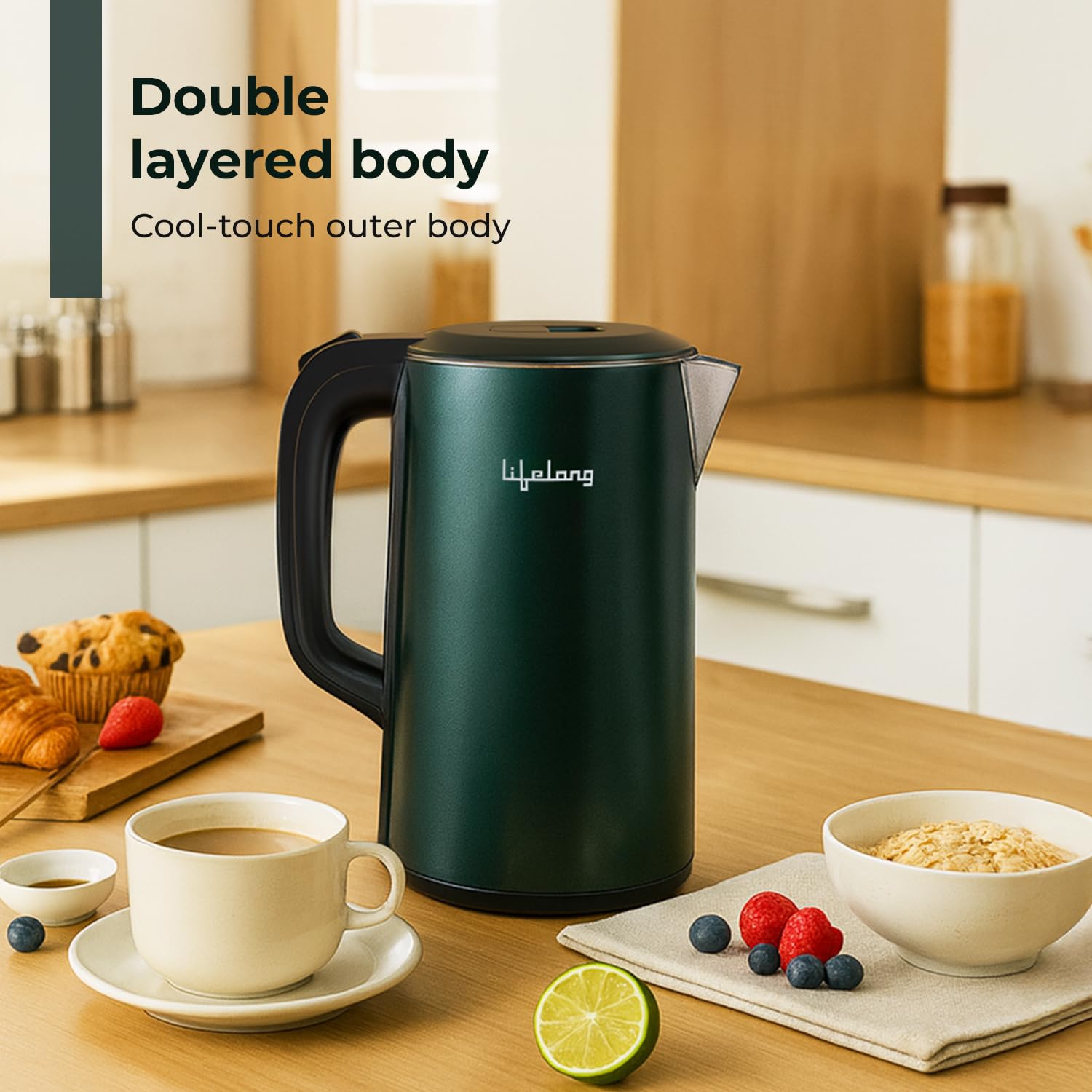 Lifelong Electric Kettle 1.6 Litre | 1350W Kettle with Double Wall & Cool Touch Body