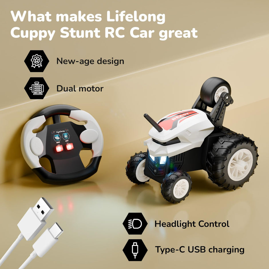 Lifelong Turbo 4x4 RC Stunt Car with Rolling Spins & Type-C Rechargeable Battery