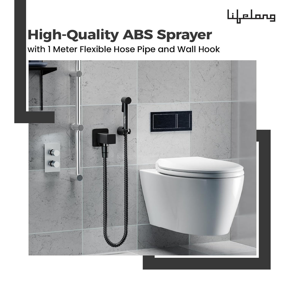 Bathroom Jet Spray – High Pressure Health Faucet with Hose & Wall Hook (Black)